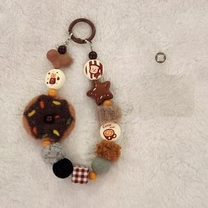 Brown and Cream Donut Accessory Charm Phone Chain